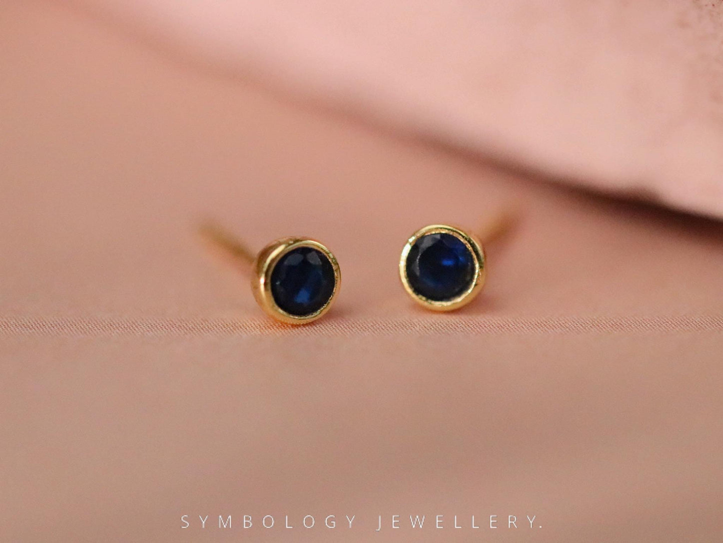September Birthstone Studs, Sapphire Earrings for Women, Minimalist Jewellery, Personalised Blue Crystal Earrings, Birthday Gift for Her