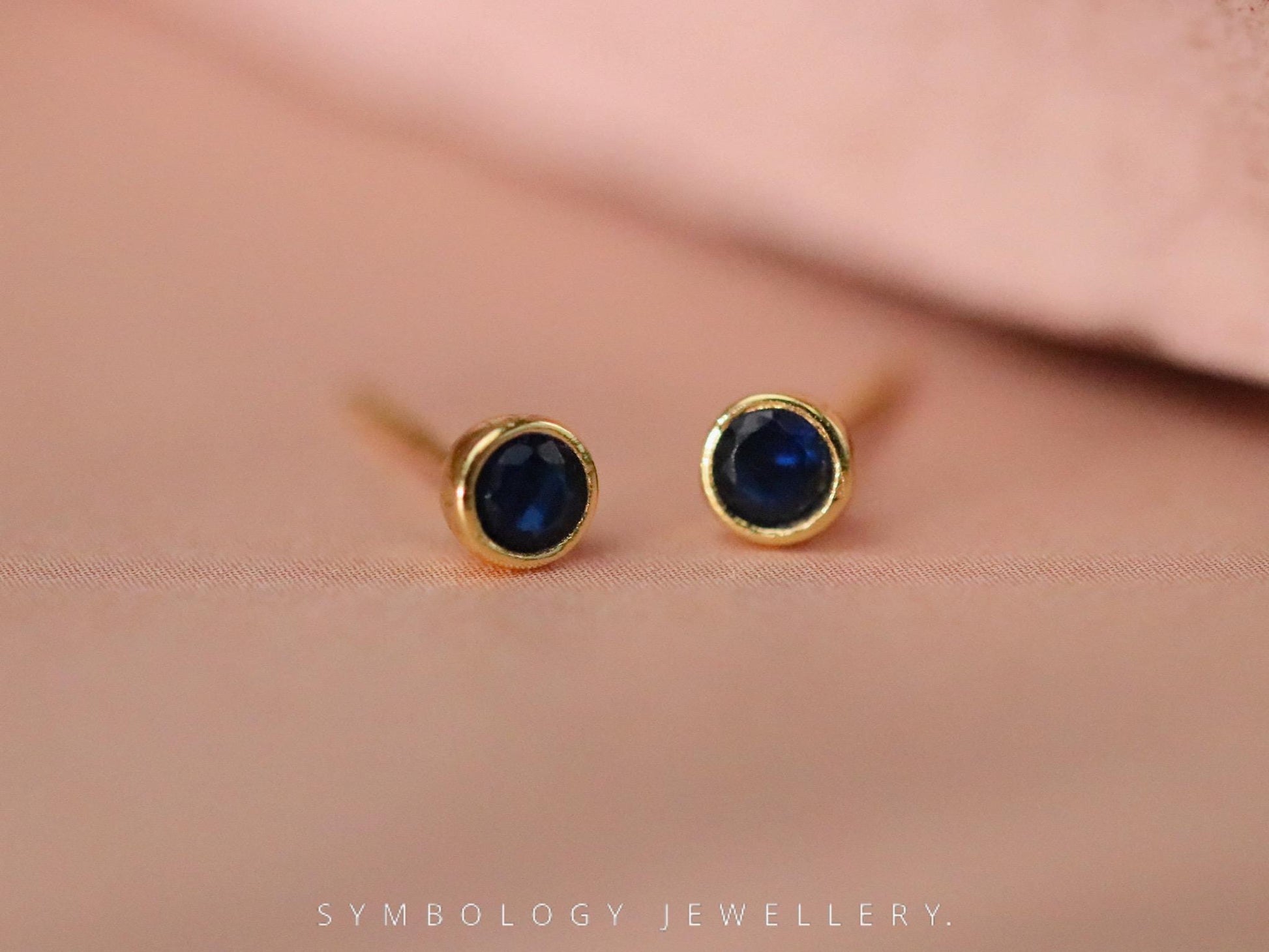 September Birthstone Studs, Sapphire Earrings for Women, Minimalist Jewellery, Personalised Blue Crystal Earrings, Birthday Gift for Her