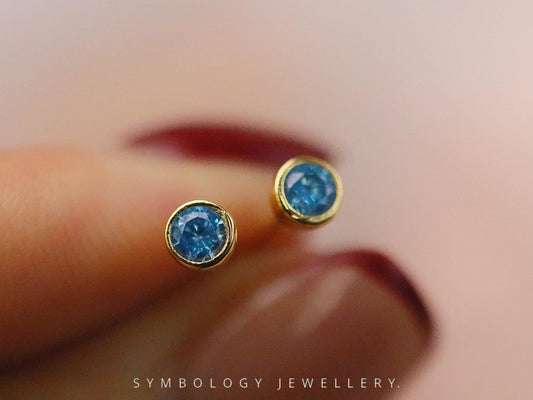 December Birthstone Studs, Turquoise Crystal Earrings Women, Minimalist Personalised Earrings, Birthday Gift for Her, Handmade Jewellery