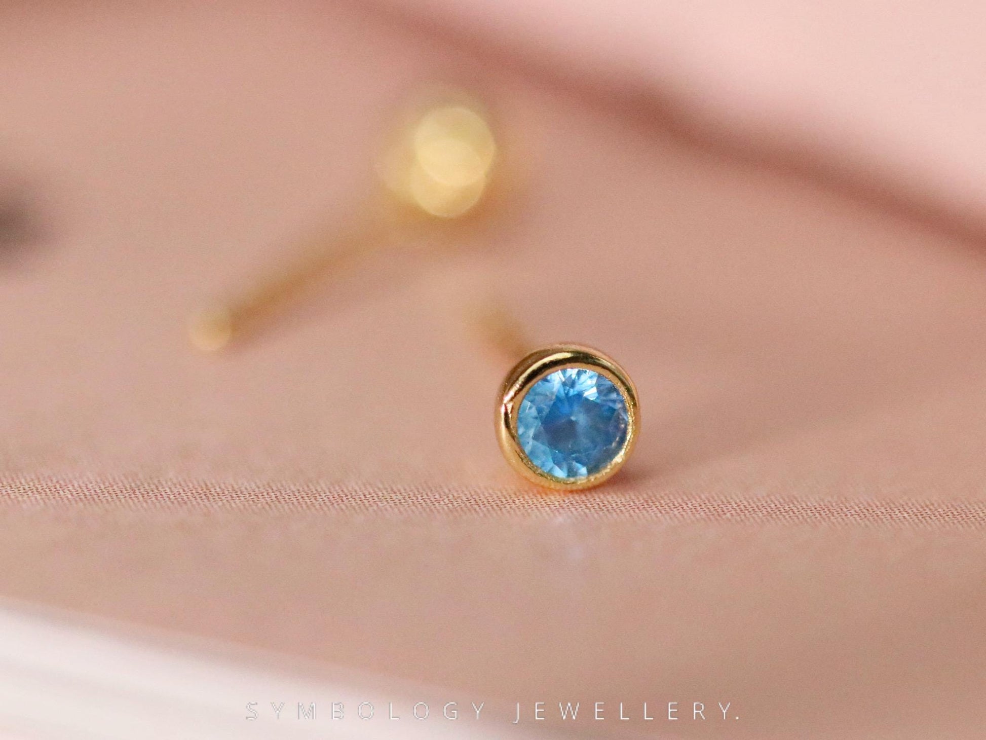 December Birthstone Studs, Turquoise Crystal Earrings Women, Minimalist Personalised Earrings, Birthday Gift for Her, Handmade Jewellery