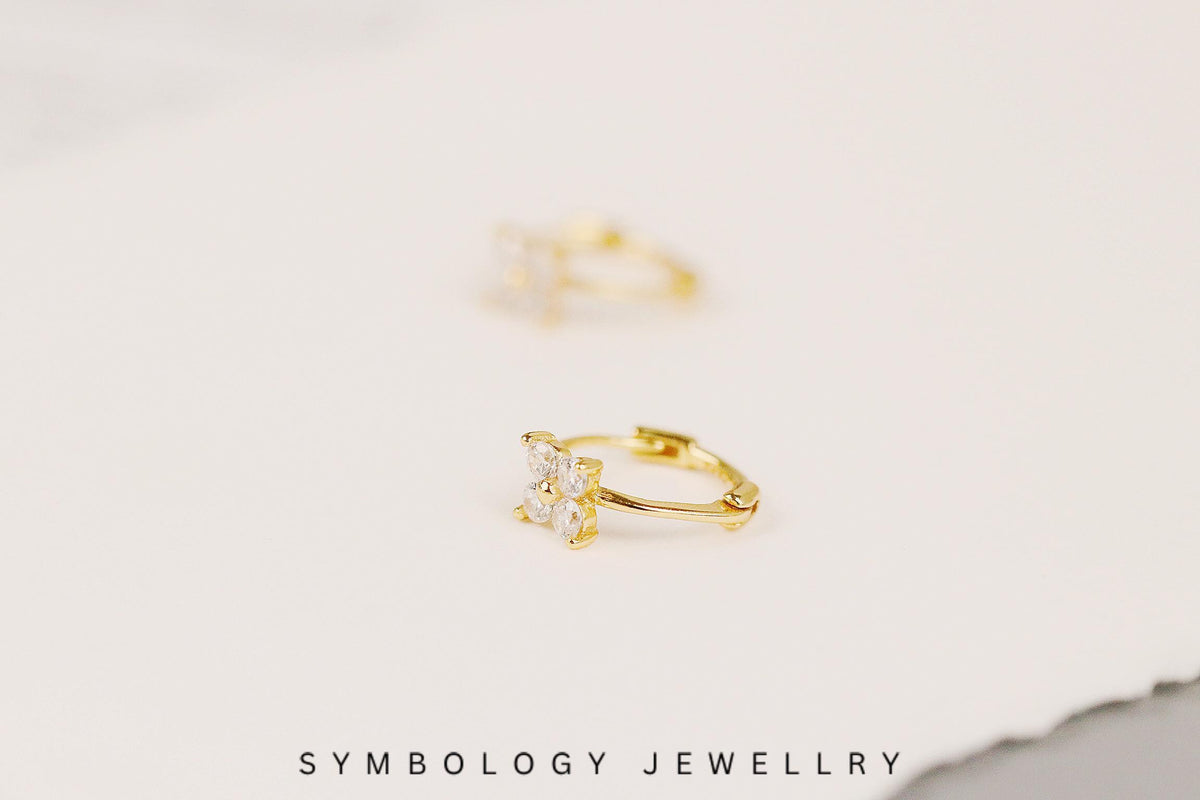 Dainty Starburst Huggies Earrings in 925 Silver, Gold CZ Crystal Delicate Hoops For Woman, Birthday's Day Gift for Her, Celestial Jewellery