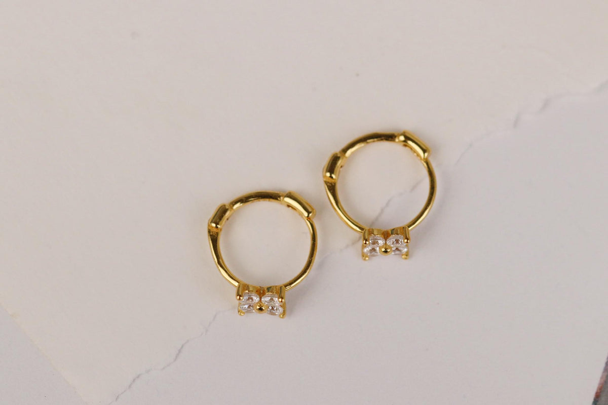 Dainty Starburst Huggies Earrings in 925 Silver, Gold CZ Crystal Delicate Hoops For Woman, Birthday's Day Gift for Her, Celestial Jewellery