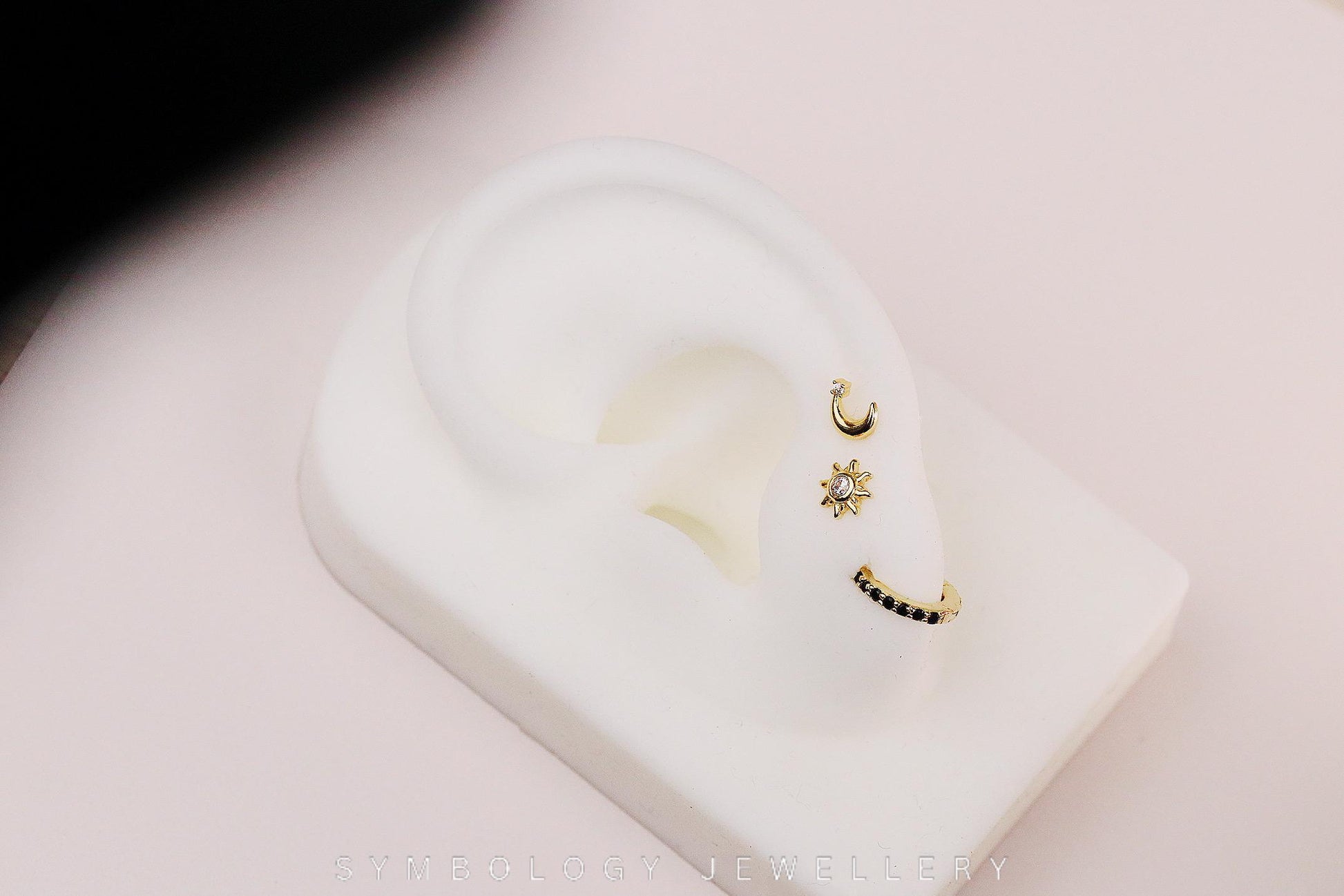Gold Vermeil Dainty Moon and Star Studs, Planet / Sunbeam Earrings, Celestial Earrings Set, Jewelry Set, Gift for Her, Gift Set, Minimalist