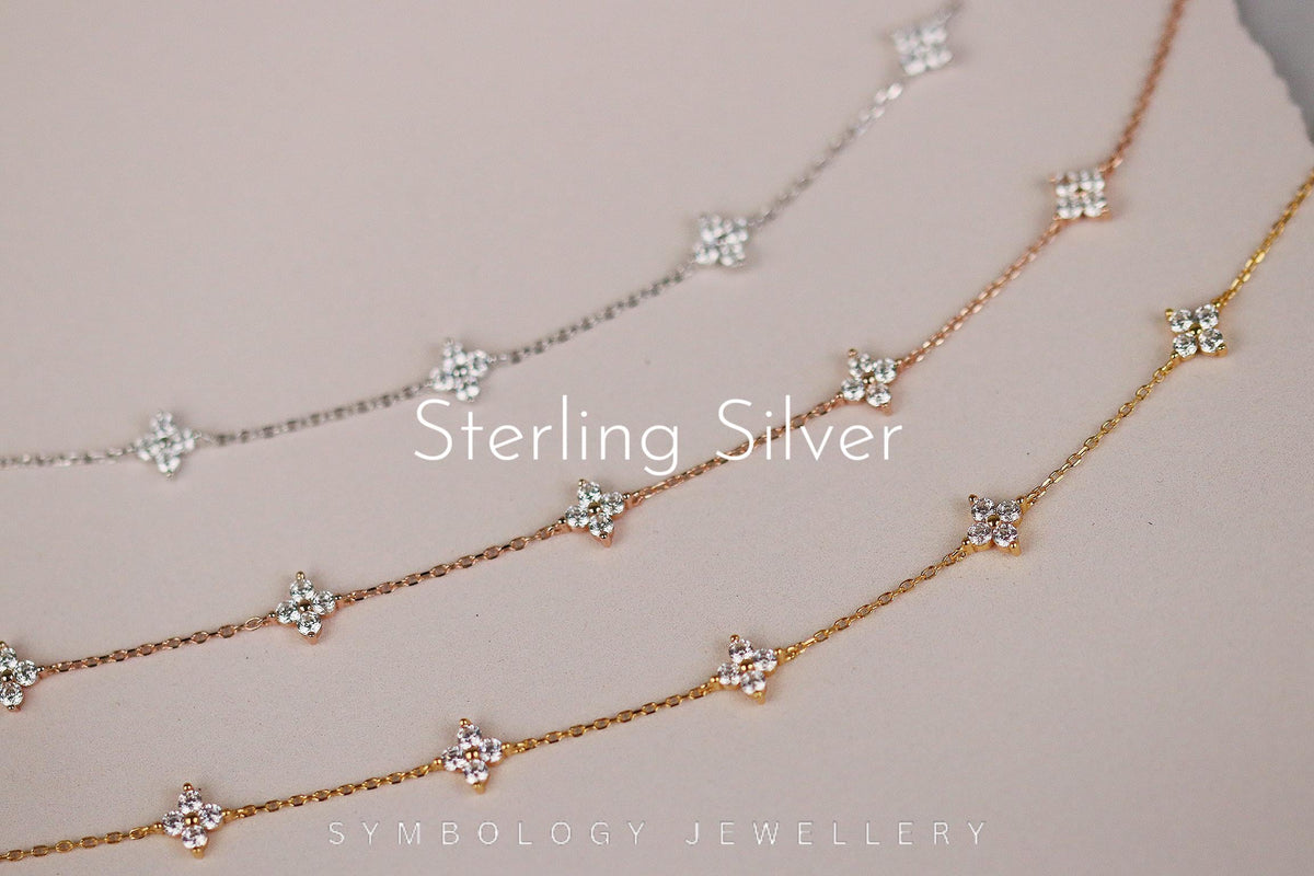 Gold Clover Bridesmaid Bracelet – Dainty Sterling Silver Wedding Jewelry Gift