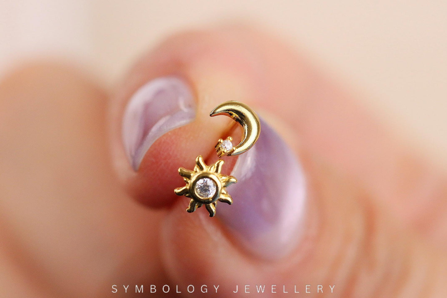 Gold Vermeil Dainty Moon and Star Studs, Planet / Sunbeam Earrings, Celestial Earrings Set, Jewelry Set, Gift for Her, Gift Set, Minimalist