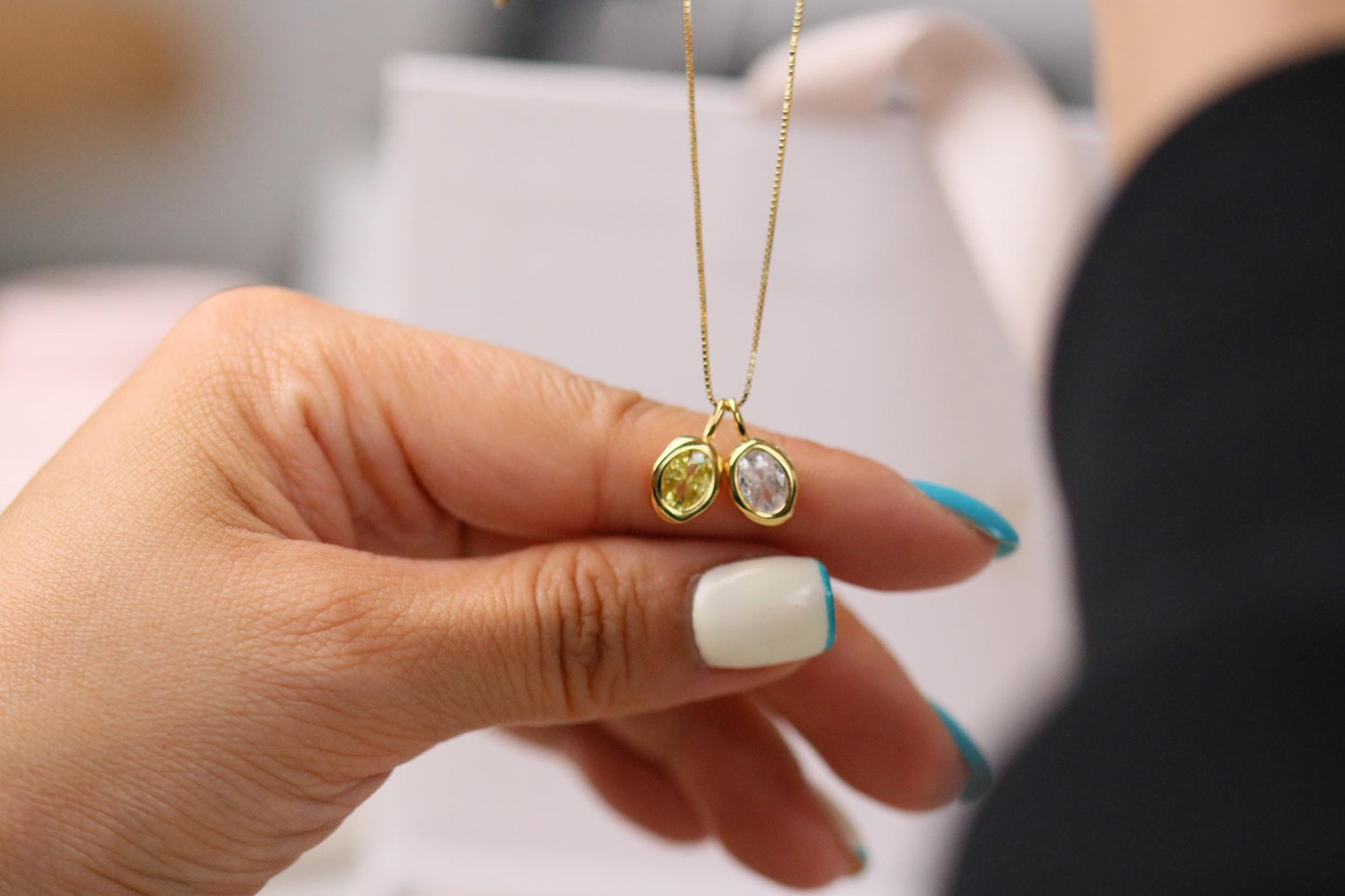 925 Silver Custom Birthstone Necklace, Gold Diamond Necklace, Birthday Gift for Mum, Christmas Gift for Her, Dainty Personalised Necklace