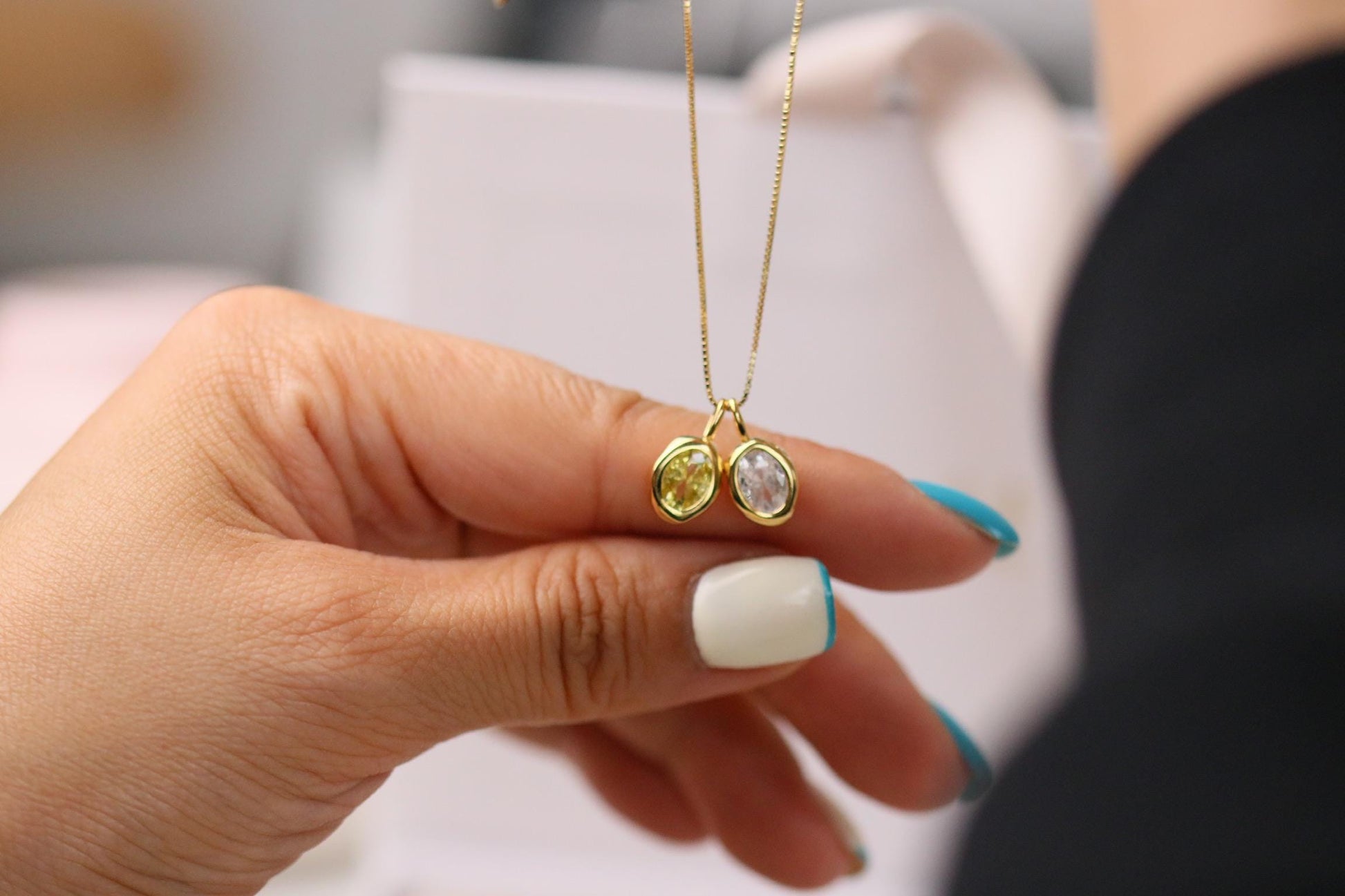 925 Silver Custom Birthstone Necklace, Gold Diamond Necklace, Birthday Gift for Mum, Christmas Gift for Her, Dainty Personalised Necklace