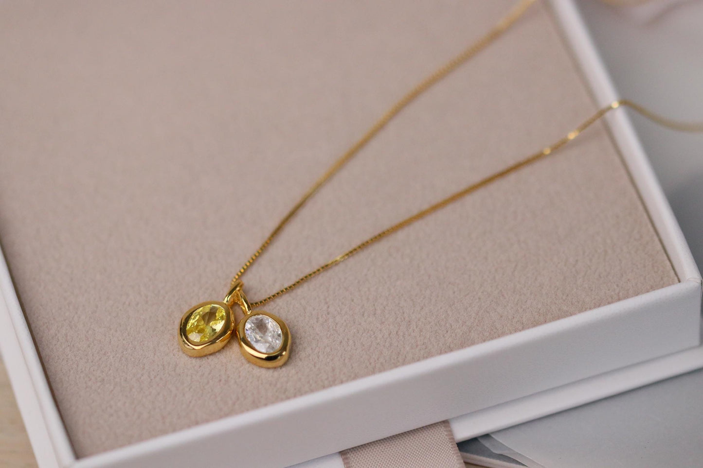 925 Silver Custom Birthstone Necklace, Gold Diamond Necklace, Birthday Gift for Mum, Christmas Gift for Her, Dainty Personalised Necklace