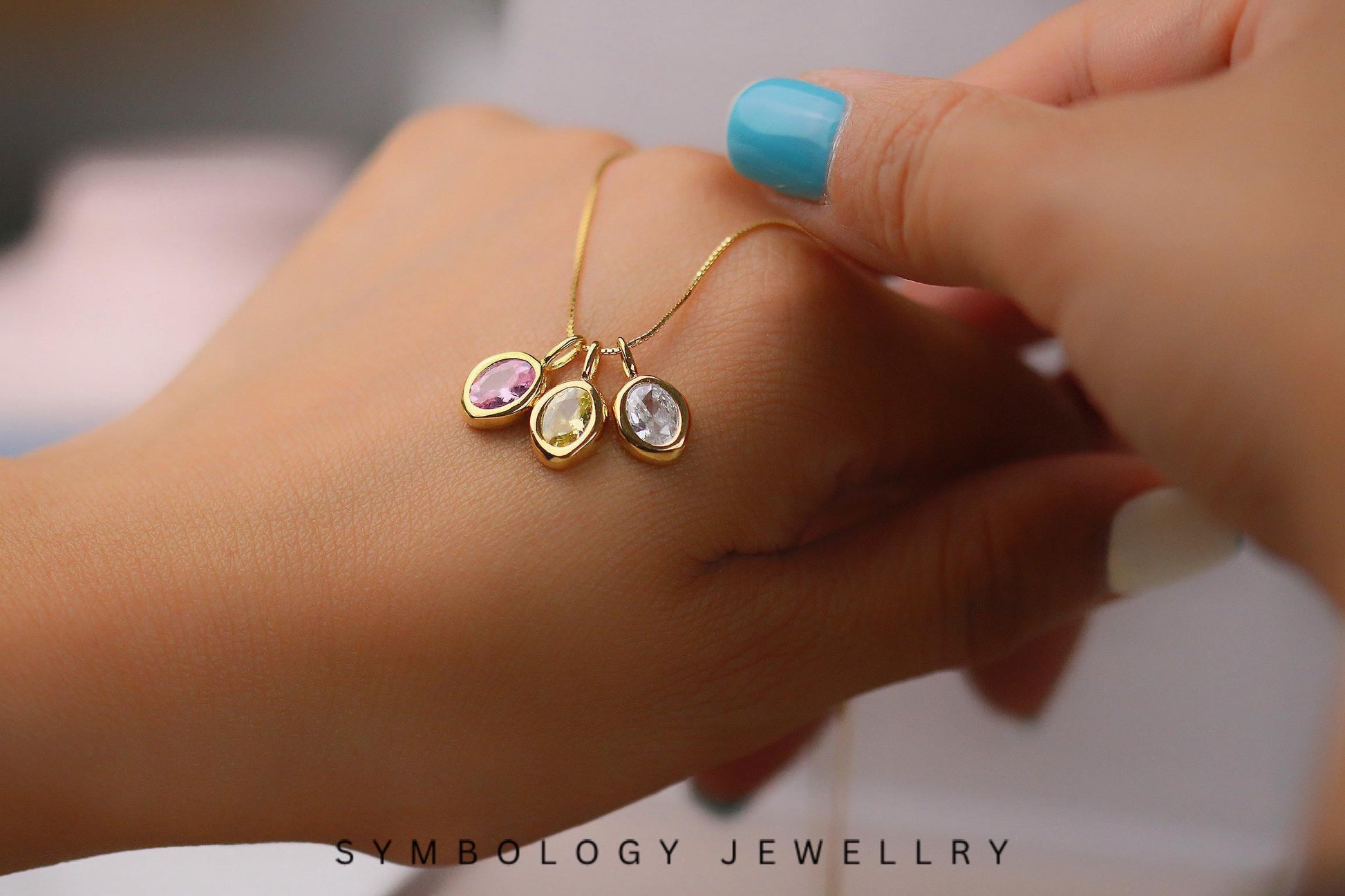 925 Silver Custom Birthstone Necklace, Gold Diamond Necklace, Birthday Gift for Mum, Christmas Gift for Her, Dainty Personalised Necklace