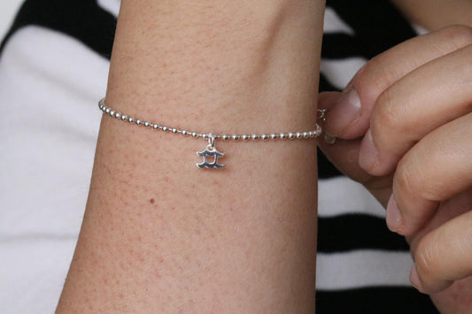 Sterling Silver Bead Name Zodiac Bracelet, Personalised Minimalist Bracelet, Christmas Gift for Her, Daughter Gift, Custom Birthday Gift