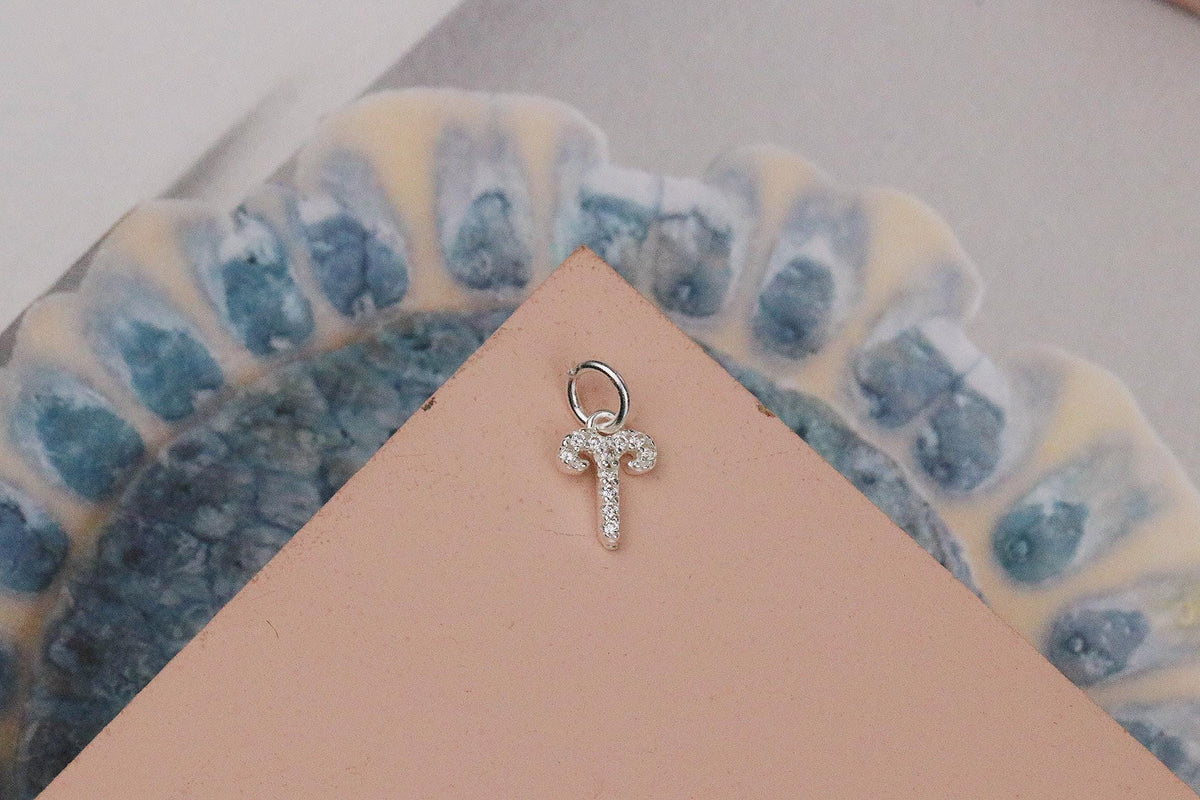 Double-Sided Crystal Zodiac Charms ONLY • Sterling Silver Astrology Star Sign Charm • Handmade Jewellery Parts • Add on Jewellery Charm
