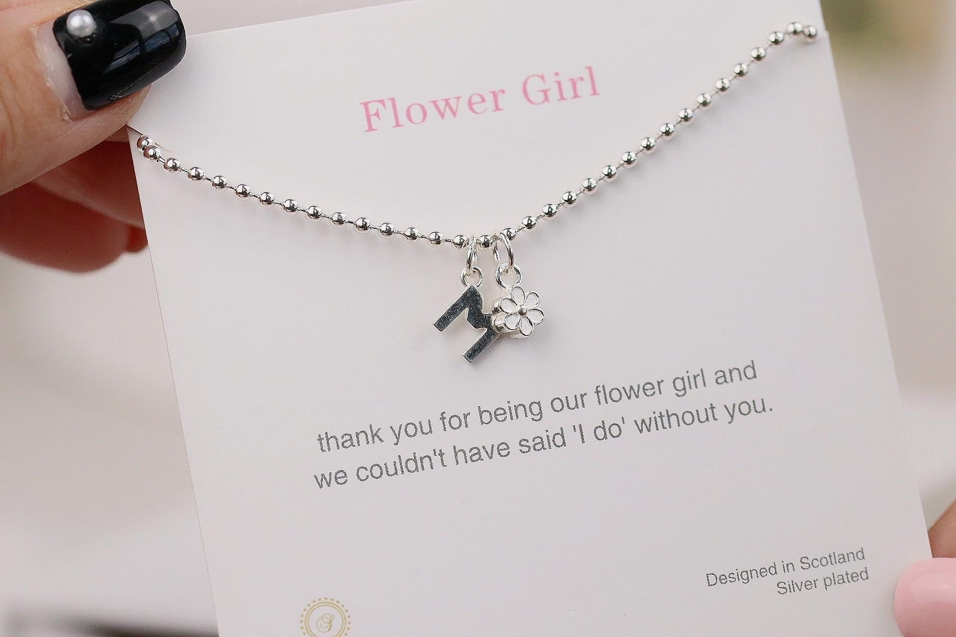 Silver Beaded Bracelet for Little Girl, Personalised Flower Girl Bracelet, Flower Girl Proposal, Little Girl Gift Ideas, Initial Bracelet