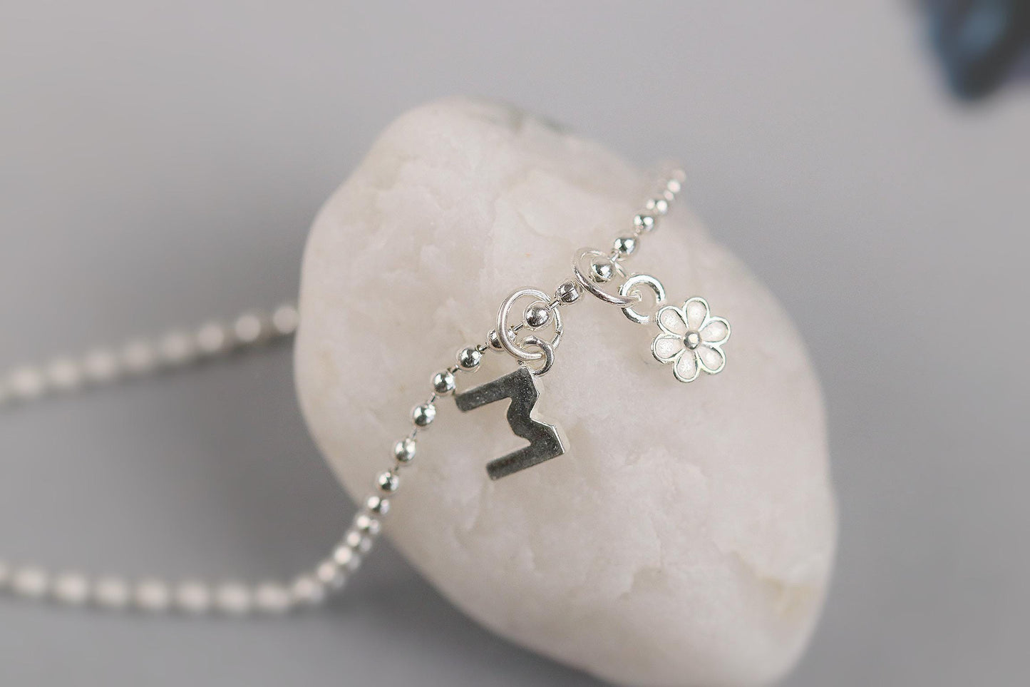 Silver Beaded Bracelet for Little Girl, Personalised Flower Girl Bracelet, Flower Girl Proposal, Little Girl Gift Ideas, Initial Bracelet