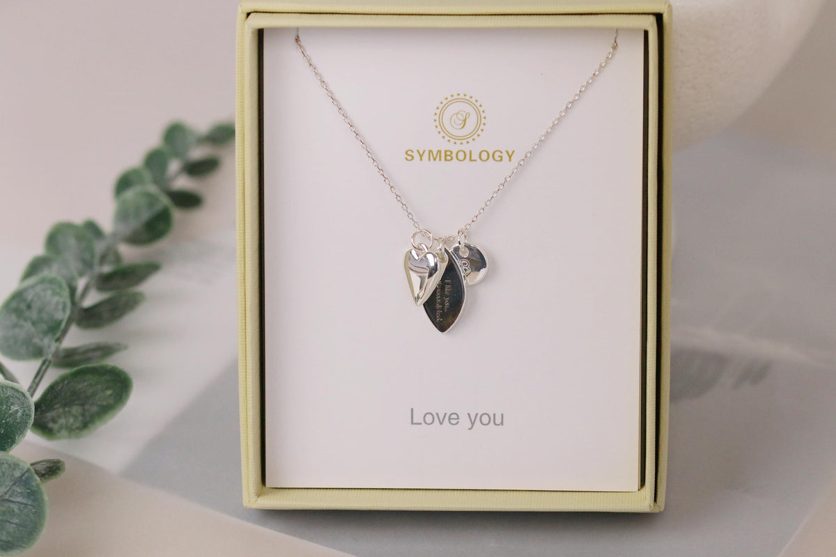 Silver Love Heart Necklace: Birthstone Initial Pendant, Sentimental Jewelry