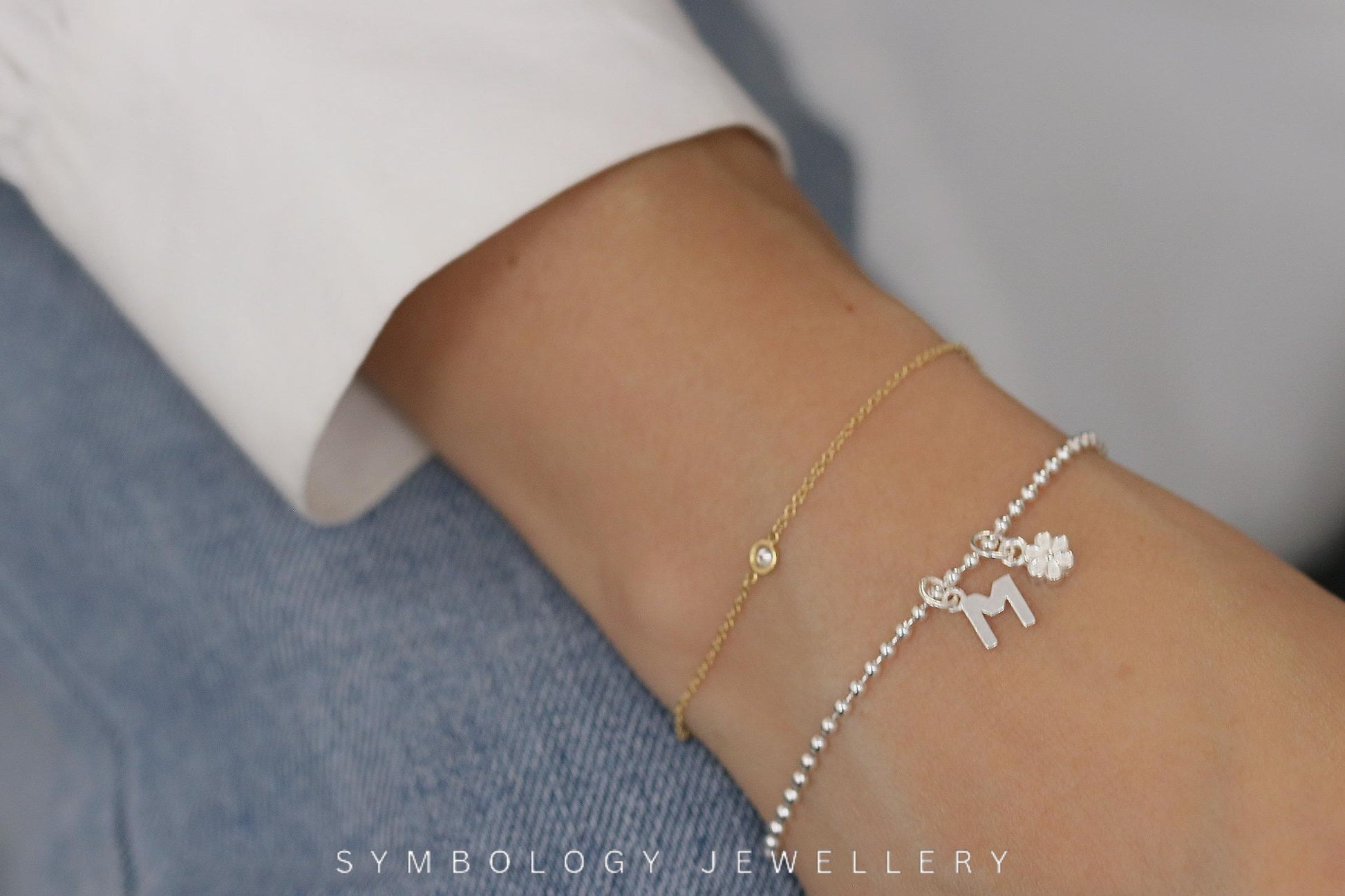 Silver Beaded Bracelet for Little Girl, Personalised Flower Girl Bracelet, Flower Girl Proposal, Little Girl Gift Ideas, Initial Bracelet