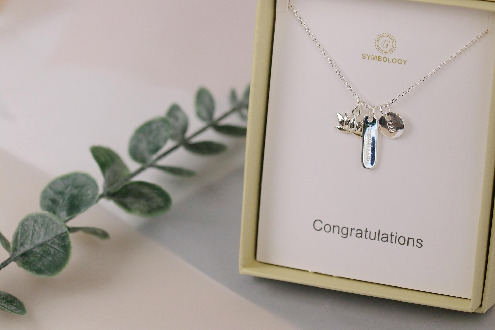 Silver Congratulations Personalised Necklace, Lotus Charm, Birthstone Initial Pendant, Sentimental Womens Jewellery, Graduation Gift for Her