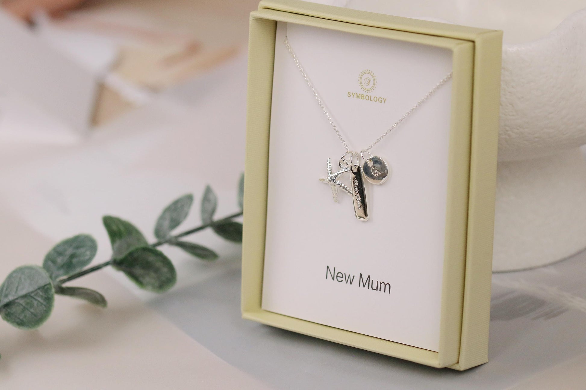 Sterling Silver Starfish Necklace: New Mum Charm, Birthstone Pendant