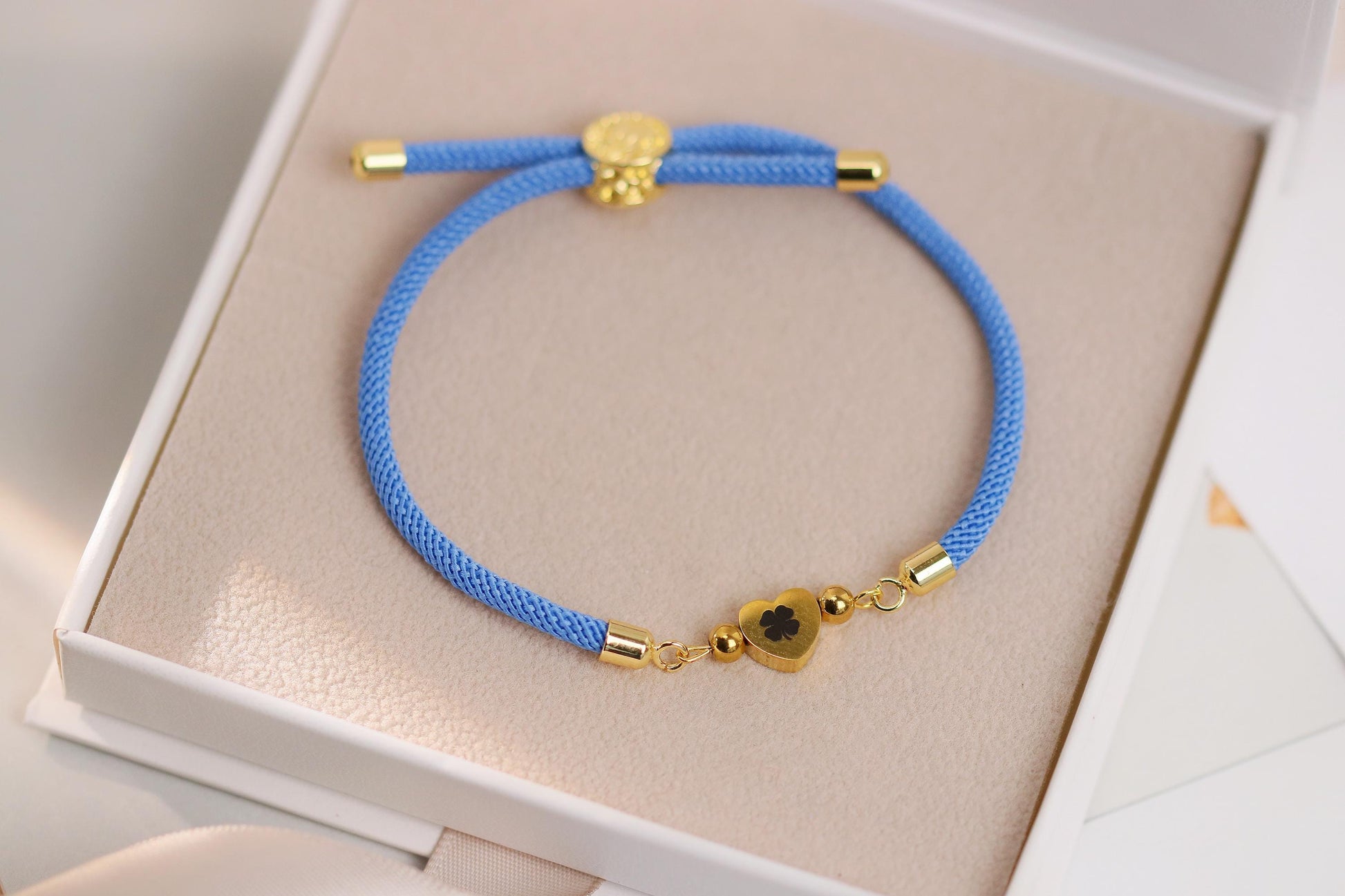 Gold Four Leaf Clover Engraved Bracelet, Memorial Gift, Dog Mum Jewellery, Heart Charm Bracelet, Dog Lover Gift, Animal Rescue Gift for Her