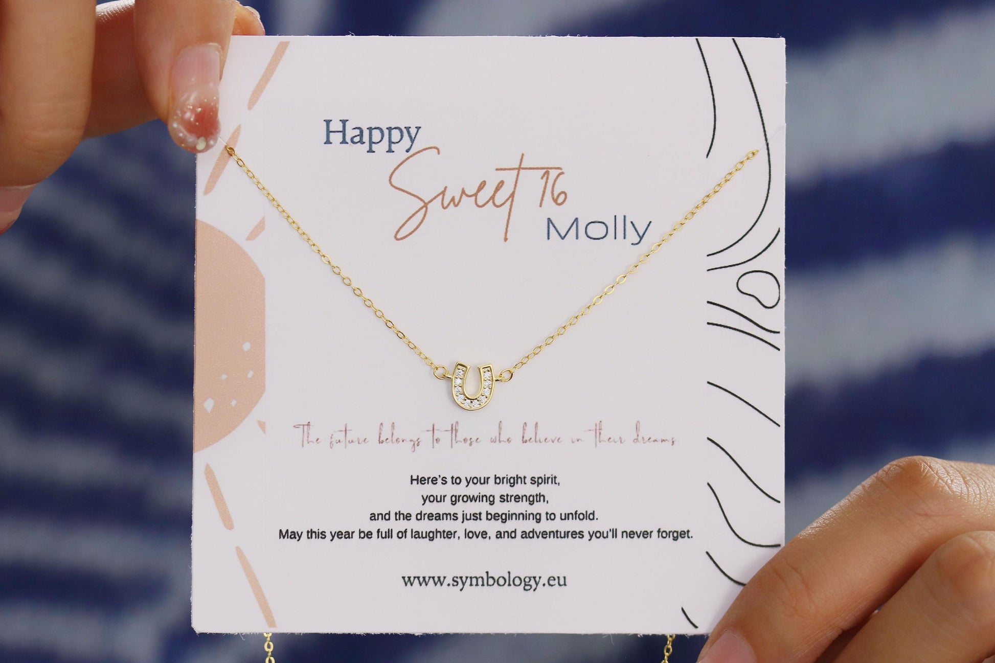 Sweet 16th Birthday Gift for Her, Lucky Horseshoe Necklace, Sterling Silver Dainty Pendant with CZ Crystals, Good Luck Charm Jewellery