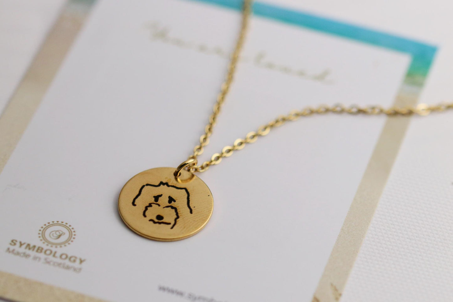 Gold Kids Drawing Necklace – Personalised Children’s Artwork Pendant, Custom Engraved Necklace for Mum, Family Gift Keepsake for Christmas