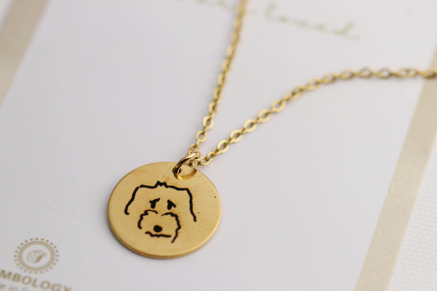 Gold Kids Drawing Necklace – Personalised Children’s Artwork Pendant, Custom Engraved Necklace for Mum, Family Gift Keepsake for Christmas