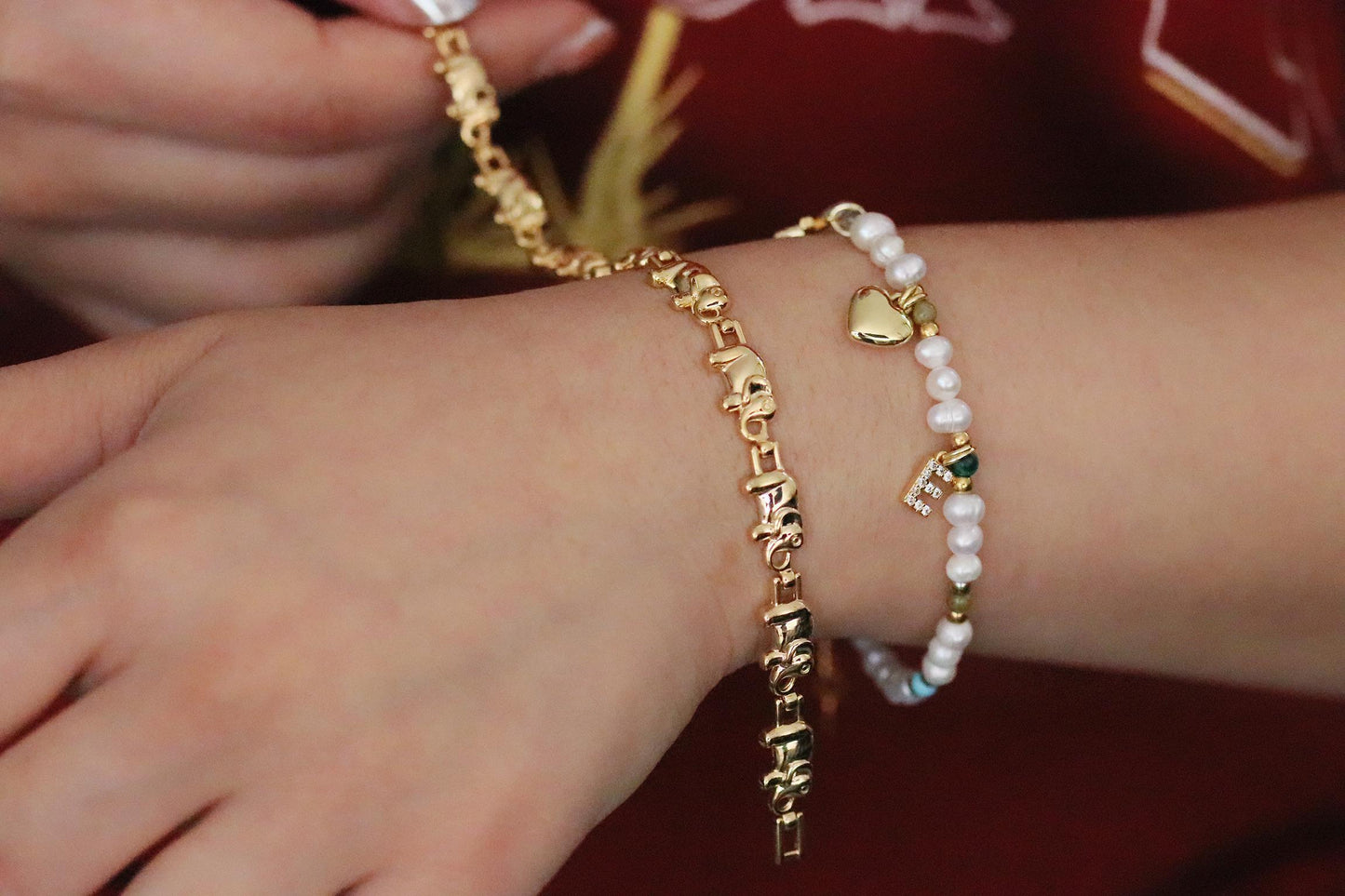 Gold Elephant Bracelet – Lucky Elephant Link Bangle, Symbolic Animal Jewellery, Good Luck Gift for Her, Dainty Gold Bracelet