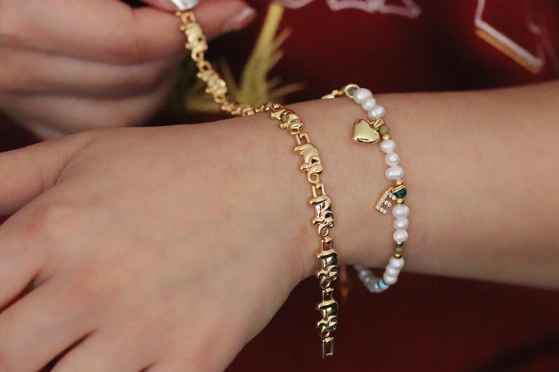 Gold Elephant Bracelet – Lucky Elephant Link Bangle, Symbolic Animal Jewellery, Good Luck Gift for Her, Dainty Gold Bracelet