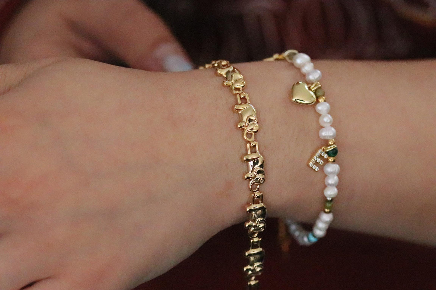Gold Elephant Bracelet – Lucky Elephant Link Bangle, Symbolic Animal Jewellery, Good Luck Gift for Her, Dainty Gold Bracelet