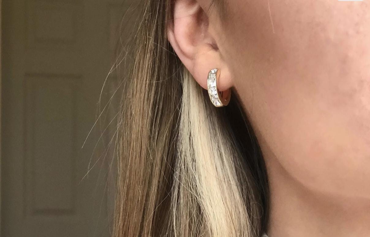 April Birthstone Earrings: Swarovski Crystal Huggies, Gold Plated Hoops Earrings, Christmas Stocking Fillers
