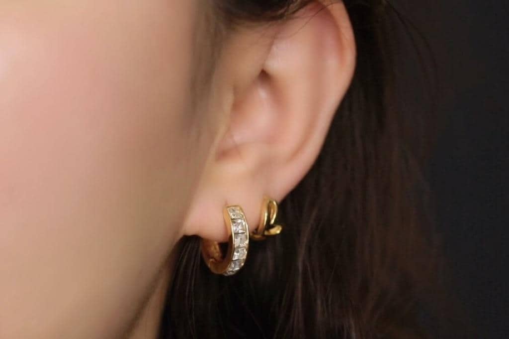 April Birthstone Earrings: Swarovski Crystal Huggies, Gold Plated Hoops Earrings, Christmas Stocking Fillers