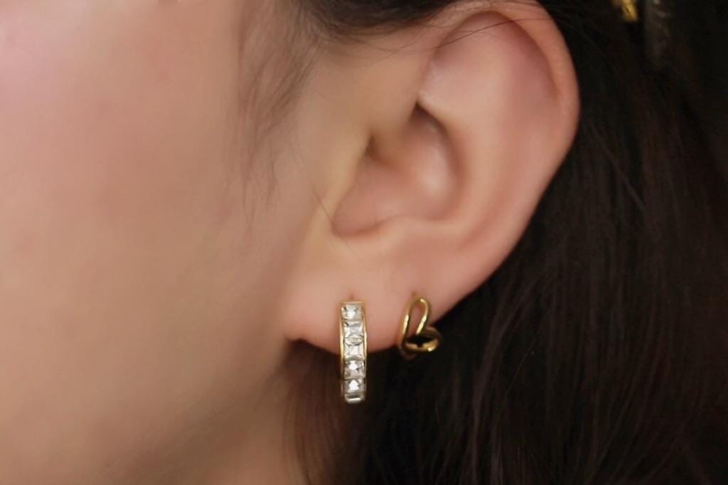 April Birthstone Earrings: Swarovski Crystal Huggies, Gold Plated Hoops Earrings, Christmas Stocking Fillers