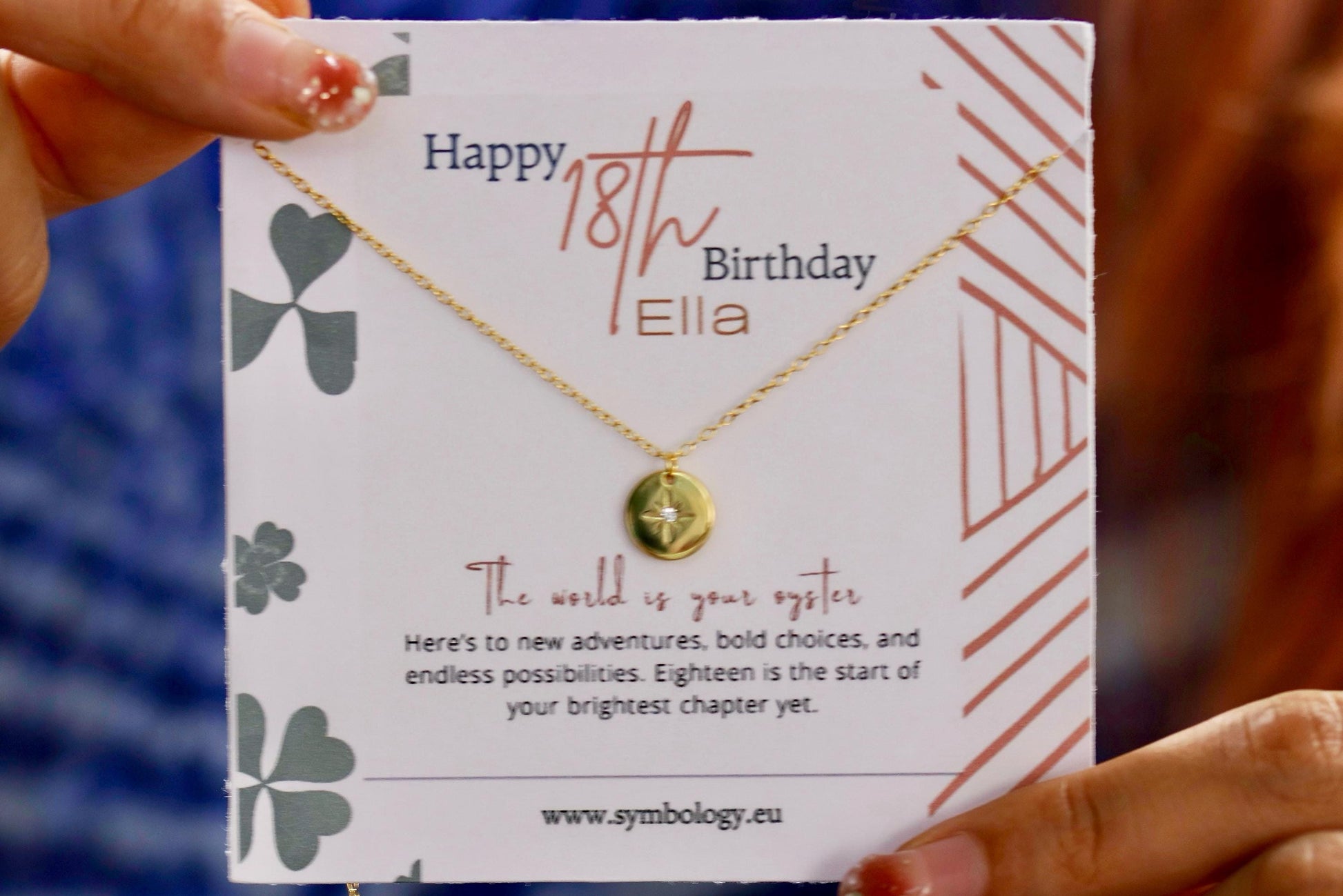Sweet 18th Birthday Gift for Daughter, Sterling Silver Northern Star Necklace, Eighteen Compass Pendant with Personalised Name Card
