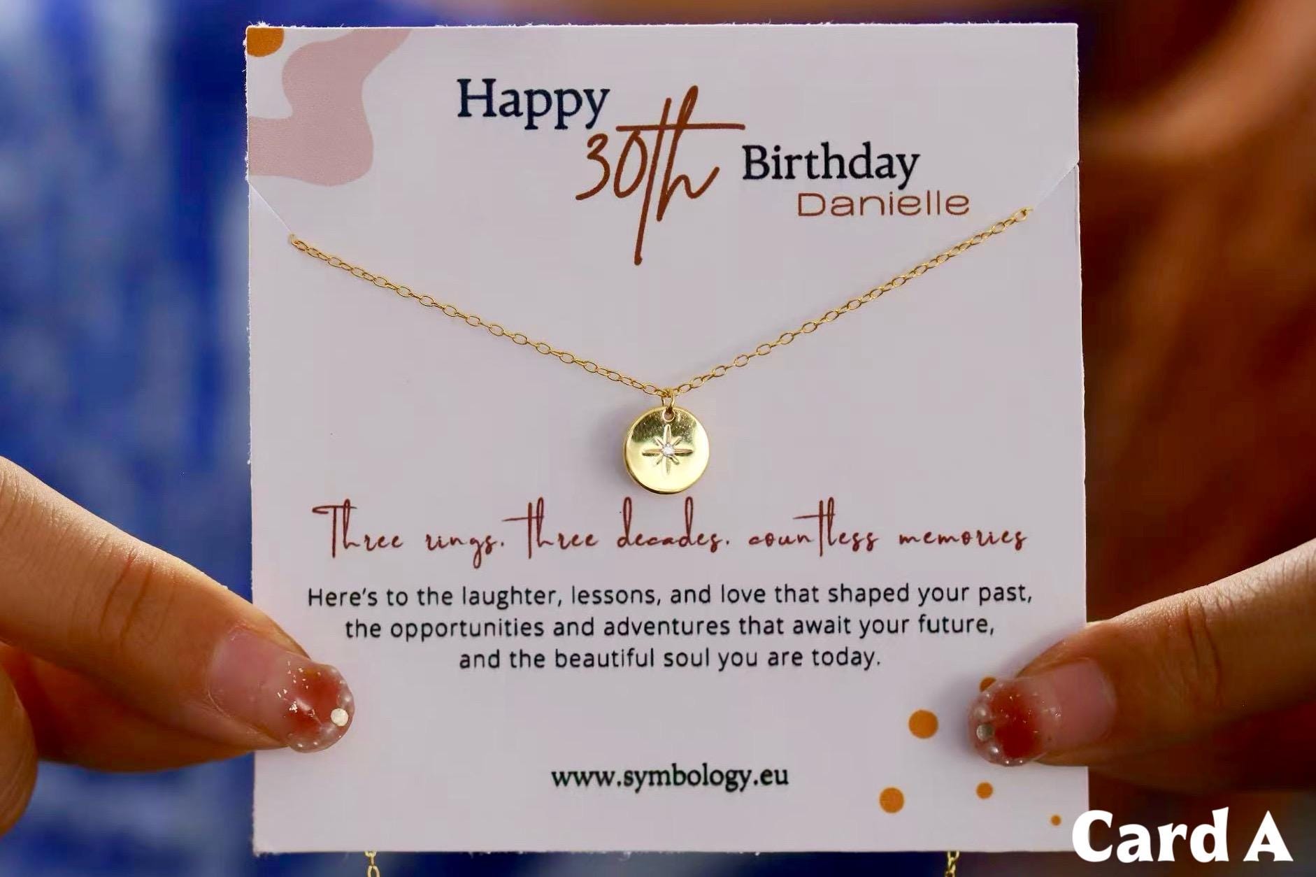 Sweet 30th Birthday Gift for Daughter, Sterling Silver Northern Star Necklace, Thirty Compass Pendant with Personalised Name Card