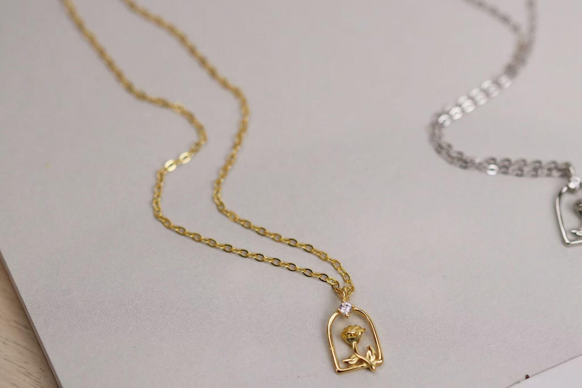 Sweet 18th Birthday Gift for Her, 925 Silver Rose Window Necklace, Eighteen Dainty Floral Pendant with Personalised Name Card