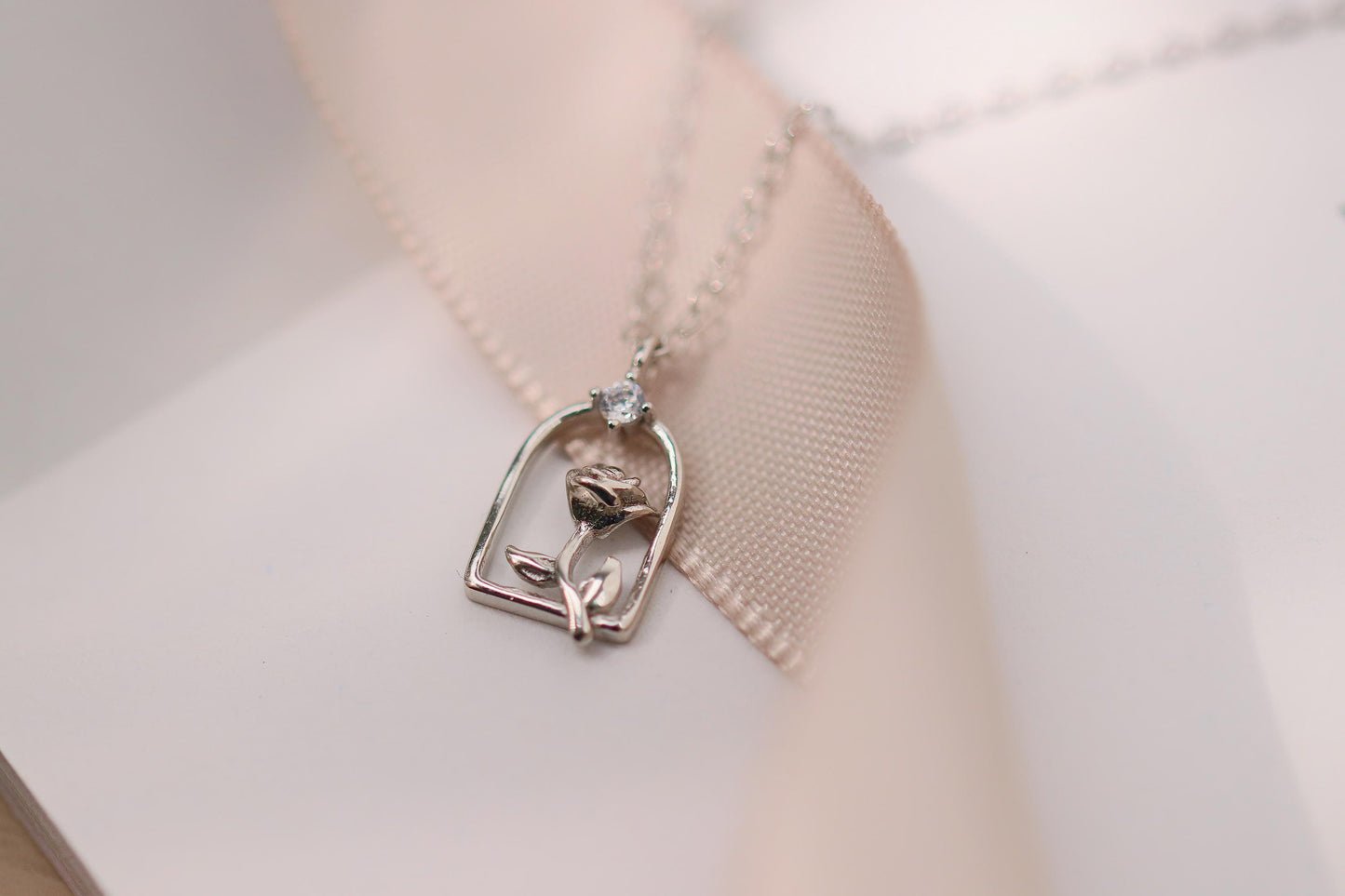 Sweet 18th Birthday Gift for Her, 925 Silver Rose Window Necklace, Eighteen Dainty Floral Pendant with Personalised Name Card