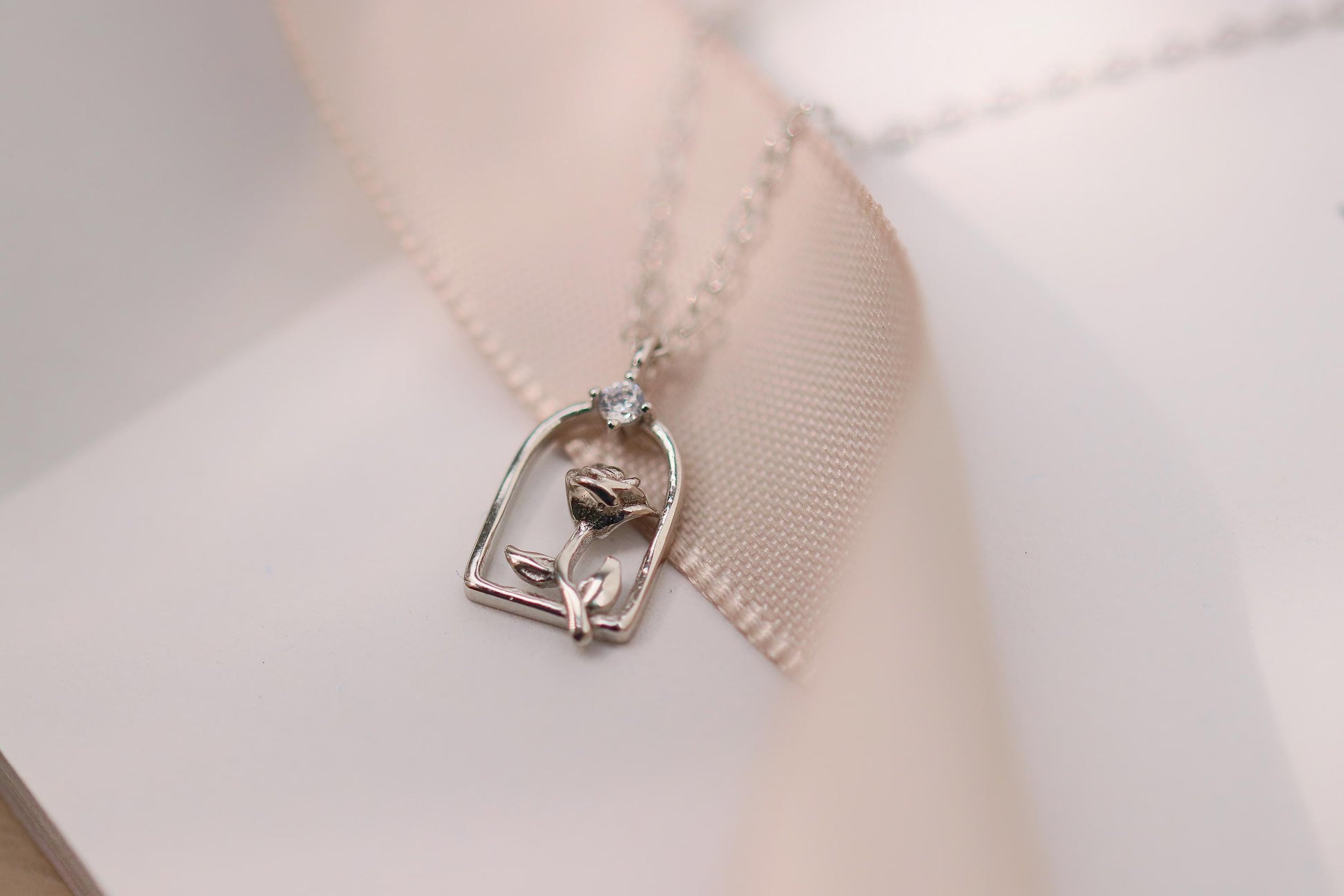 Sweet 18th Birthday Gift for Her, 925 Silver Rose Window Necklace, Eighteen Dainty Floral Pendant with Personalised Name Card