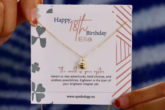 Sweet 18th Birthday Gift for Her, 925 Silver Good Luck Coin Necklace Gift, Eighteen Round Charm Pendant with Personalised Name Card