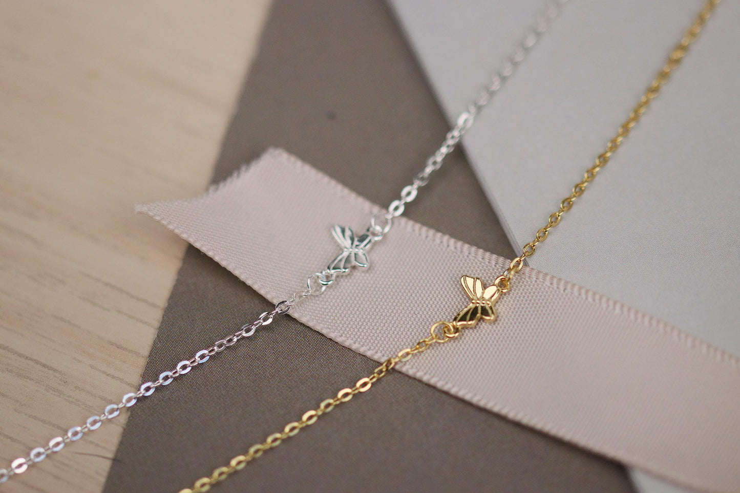 925 Sterling Silver or Gold Butterfly Bracelet – Dainty Minimalist Jewellery, Christmas Gift for Her