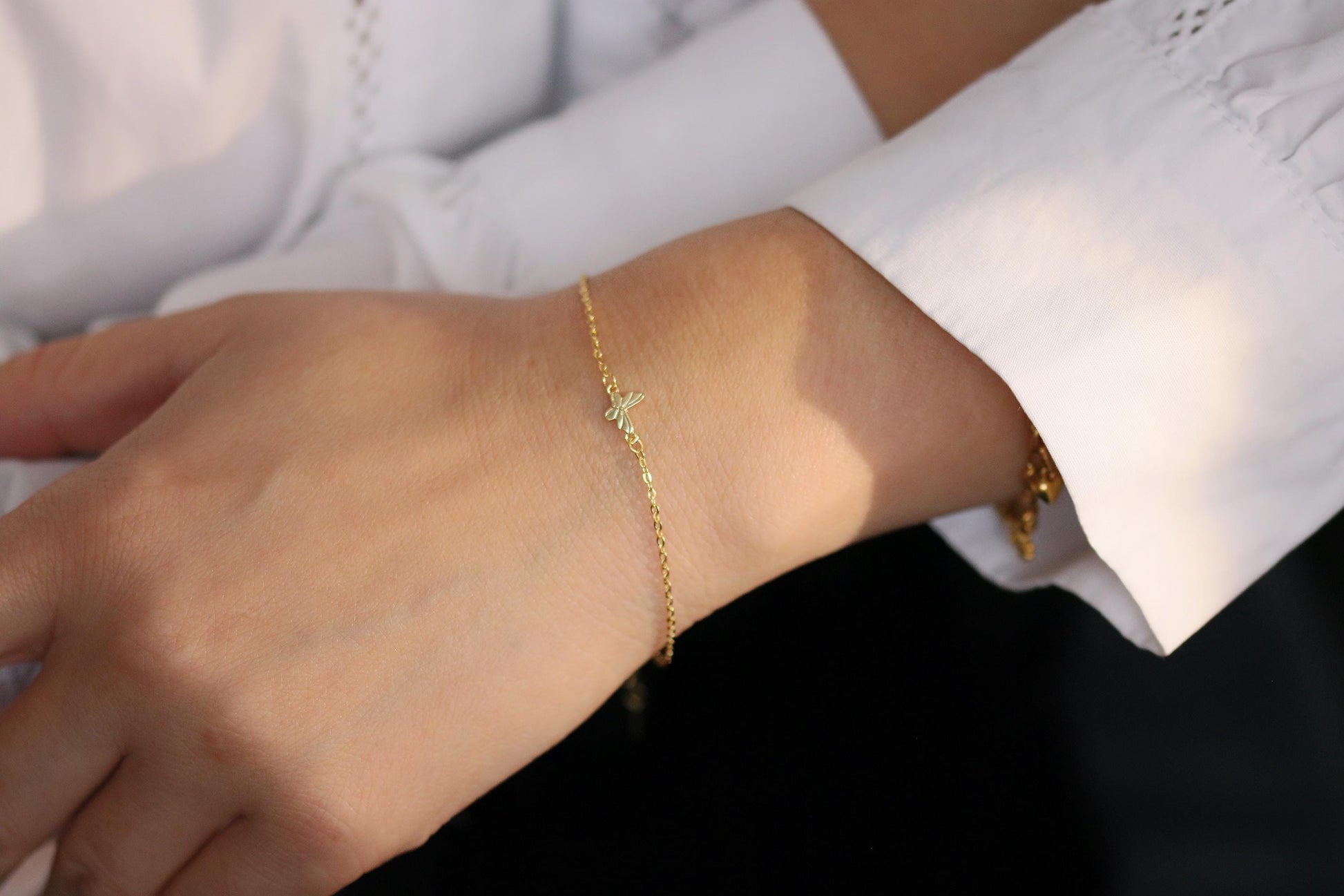925 Sterling Silver or Gold Butterfly Bracelet – Dainty Minimalist Jewellery, Christmas Gift for Her