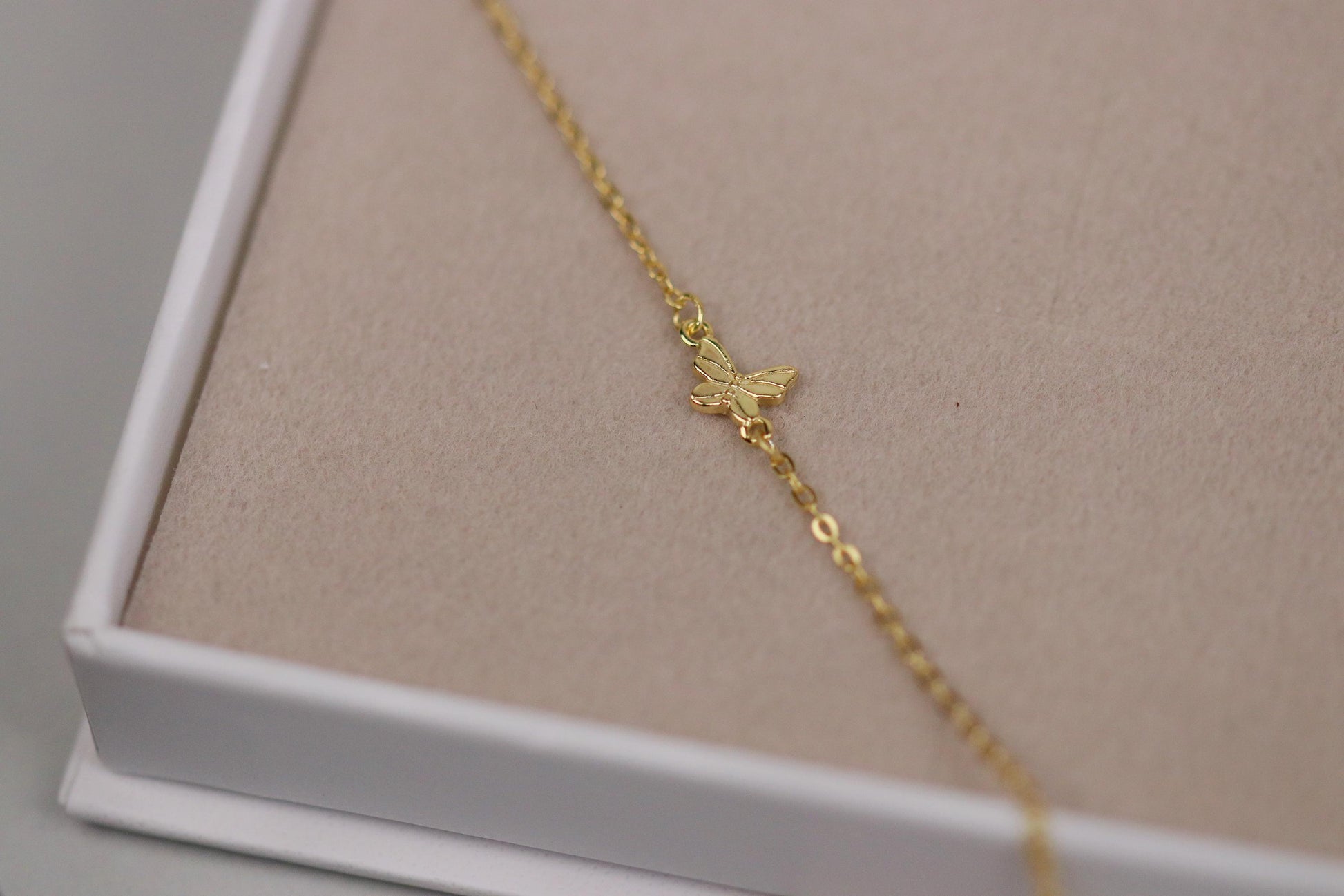 925 Sterling Silver or Gold Butterfly Bracelet – Dainty Minimalist Jewellery, Christmas Gift for Her