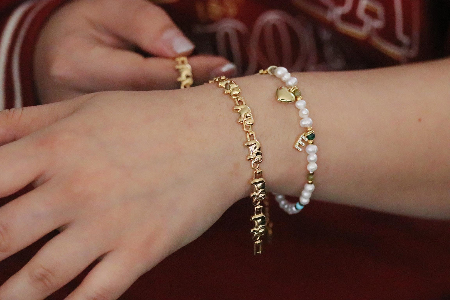 Gold Elephant Bracelet – Lucky Elephant Link Bangle, Symbolic Animal Jewellery, Good Luck Gift for Her, Dainty Gold Bracelet