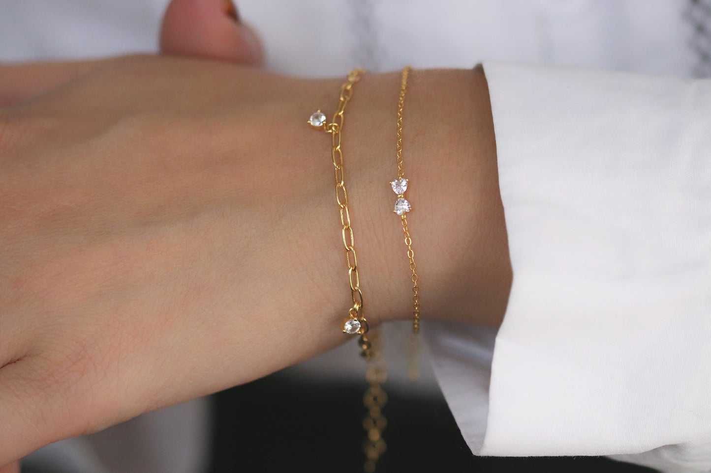 Sterling Silver Gold Bow Bracelet – Dainty CZ Butterfly Bowknot Chain,Minimalist Jewellery,Birthday Gift