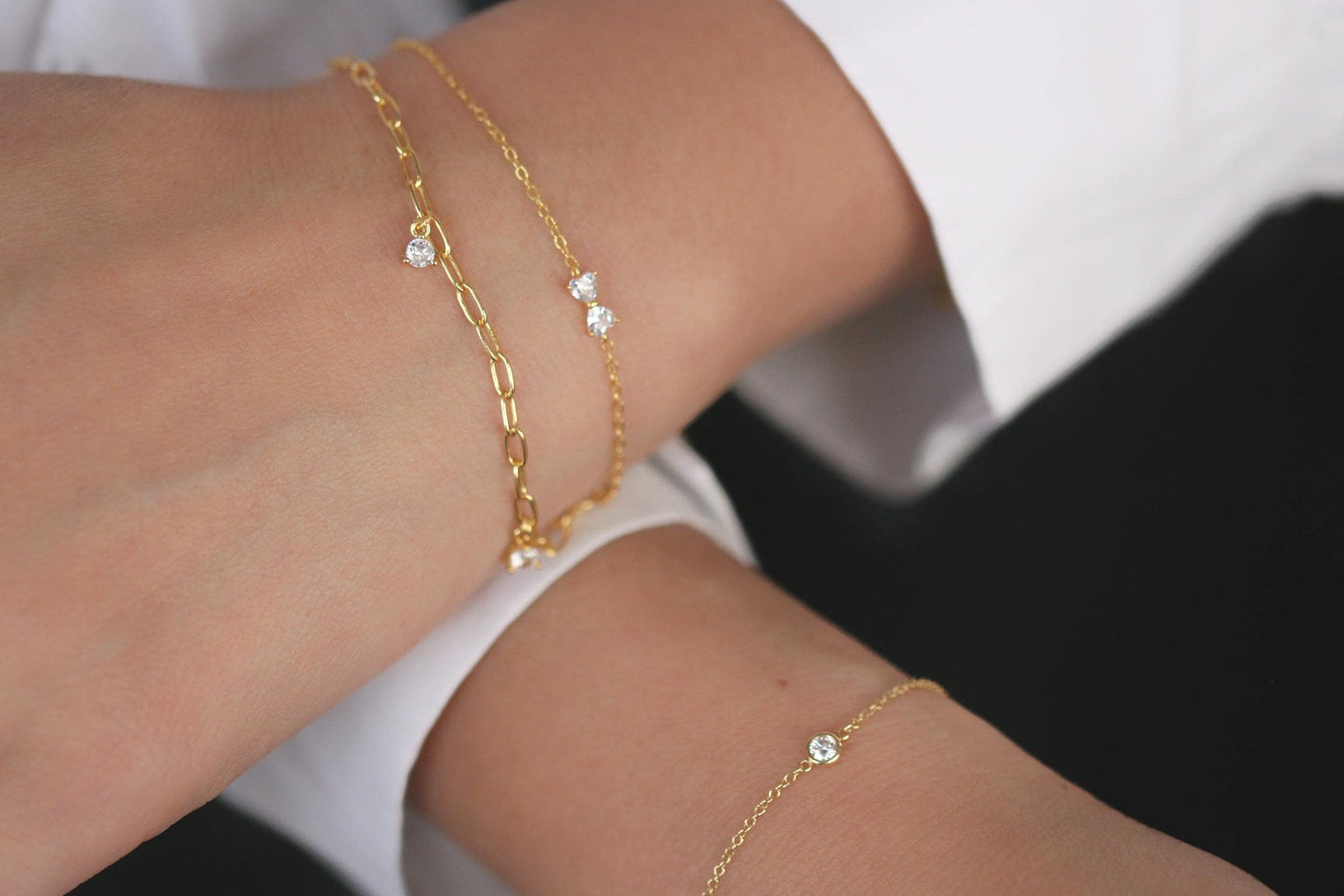 Sterling Silver Gold Bow Bracelet – Dainty CZ Butterfly Bowknot Chain,Minimalist Jewellery,Birthday Gift