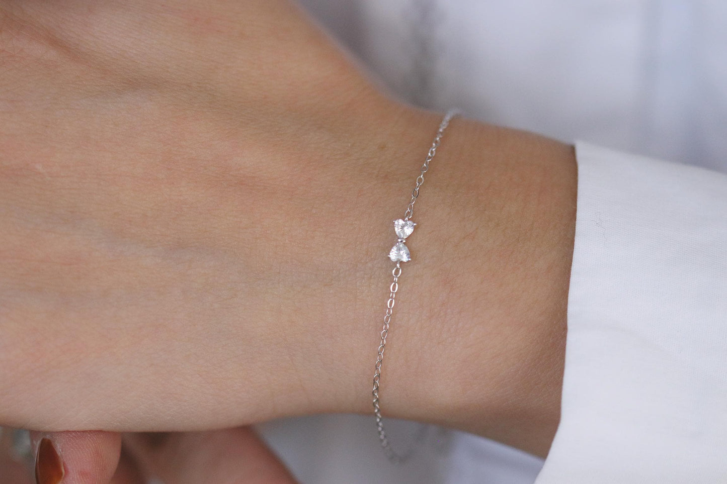 Sterling Silver Gold Bow Bracelet – Dainty CZ Butterfly Bowknot Chain,Minimalist Jewellery,Thank You Gift