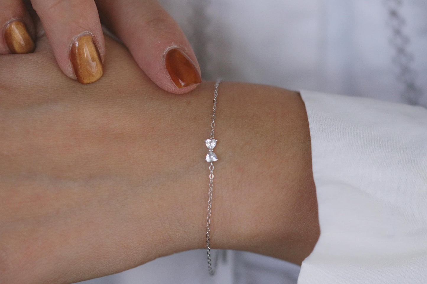 Sterling Silver Gold Bow Bracelet – Dainty CZ Butterfly Bowknot Chain,Minimalist Jewellery,Thank You Gift