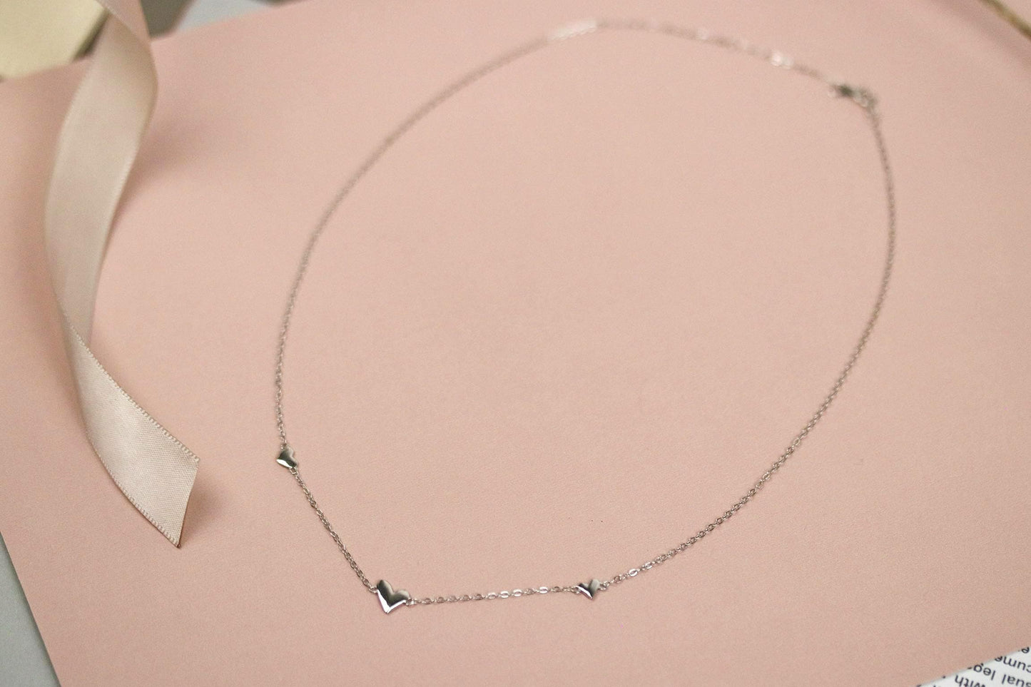 40th Birthday Gift, Three Love Heart Necklace, Milestone Birthday Jewellery with Personalised Name Card