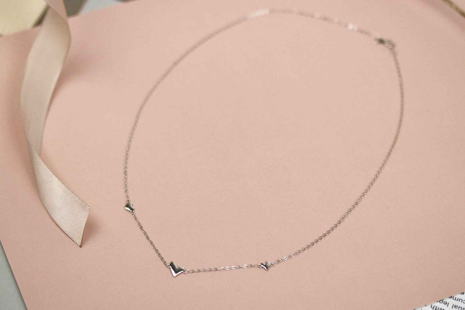40th Birthday Gift, Three Love Heart Necklace, Milestone Birthday Jewellery with Personalised Name Card