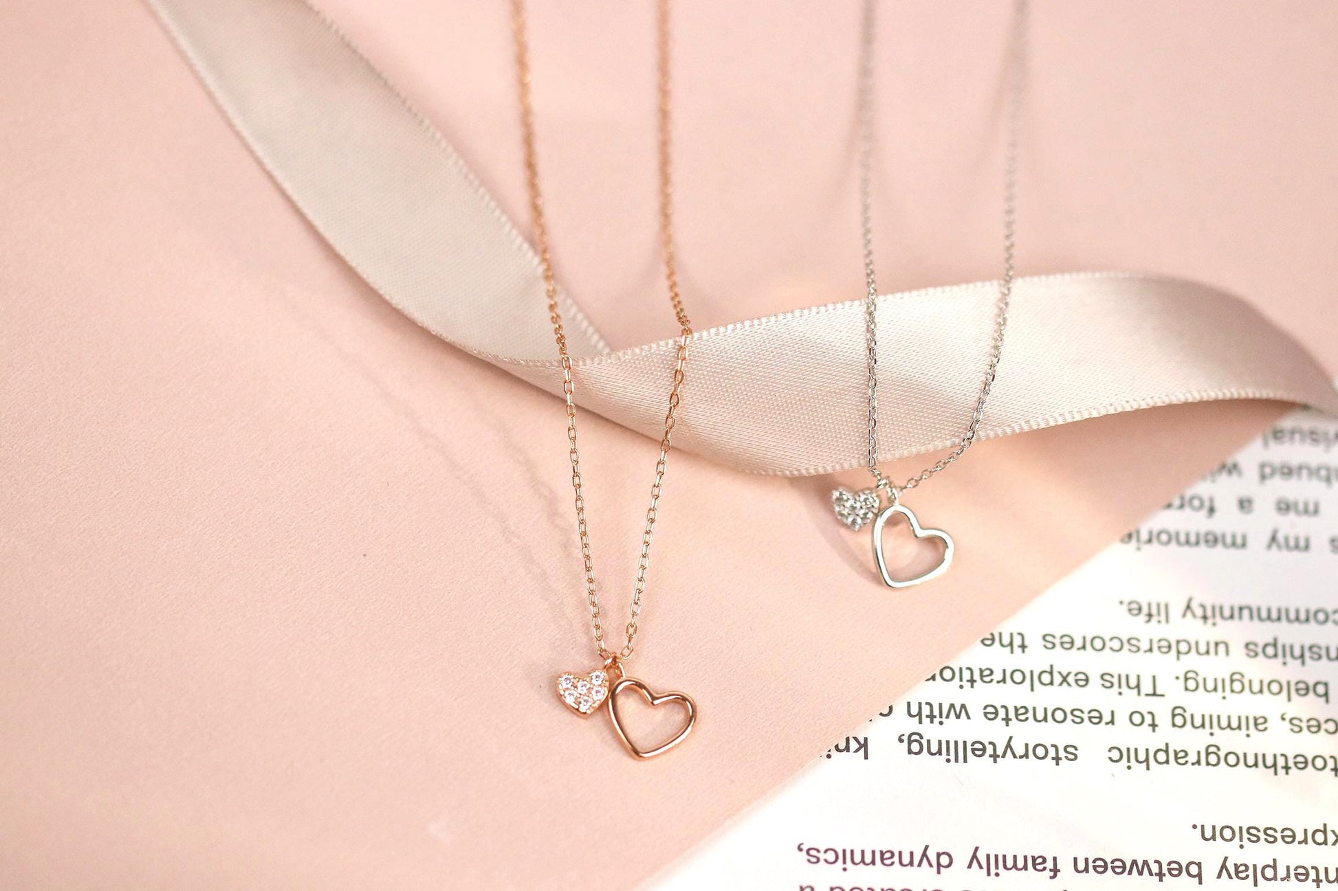 Rose Gold Aunt and Niece Necklace – Sterling Silver Heart Necklace | Birthday Gift for Auntie