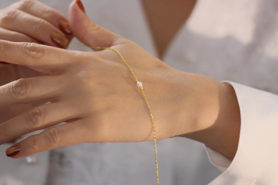 Sterling Silver Tiny Pearl Bracelet: Gold Vermeil Stacking Bracelet, Christmas Gift for Besties