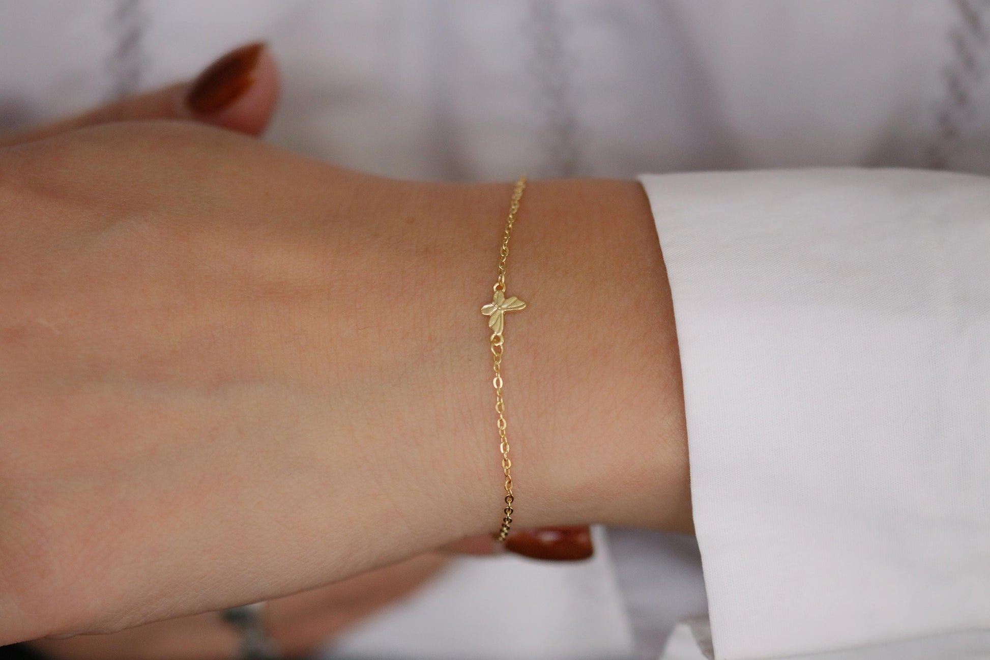 925 Sterling Silver or Gold Butterfly Bracelet – Dainty Minimalist Jewellery, Christmas Gift for Her